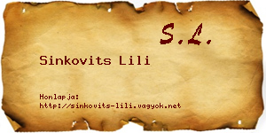 Sinkovits Lili névjegykártya